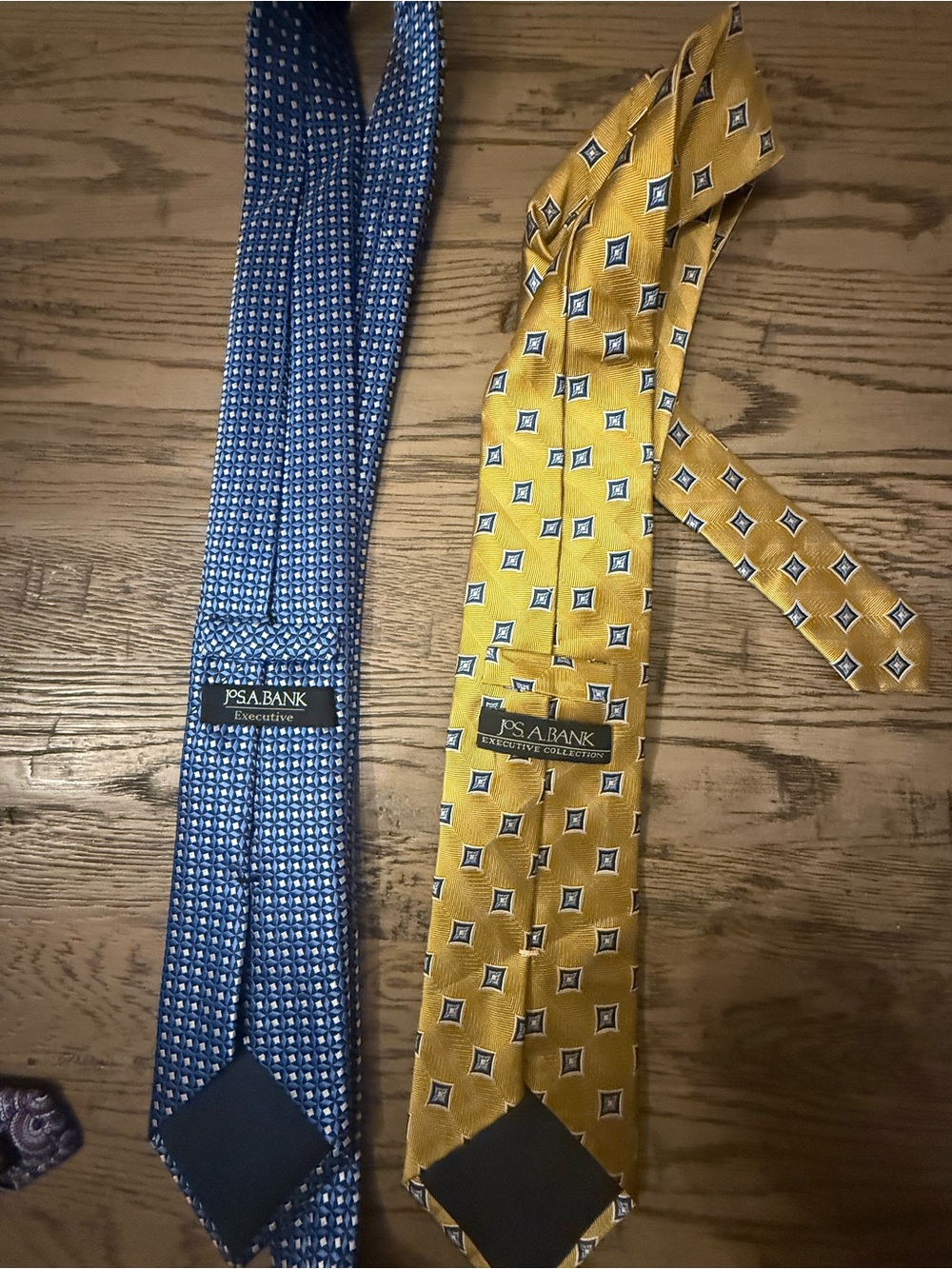 Jos. A. Bank Blue and Yellow Geometric Silk Tie Duo